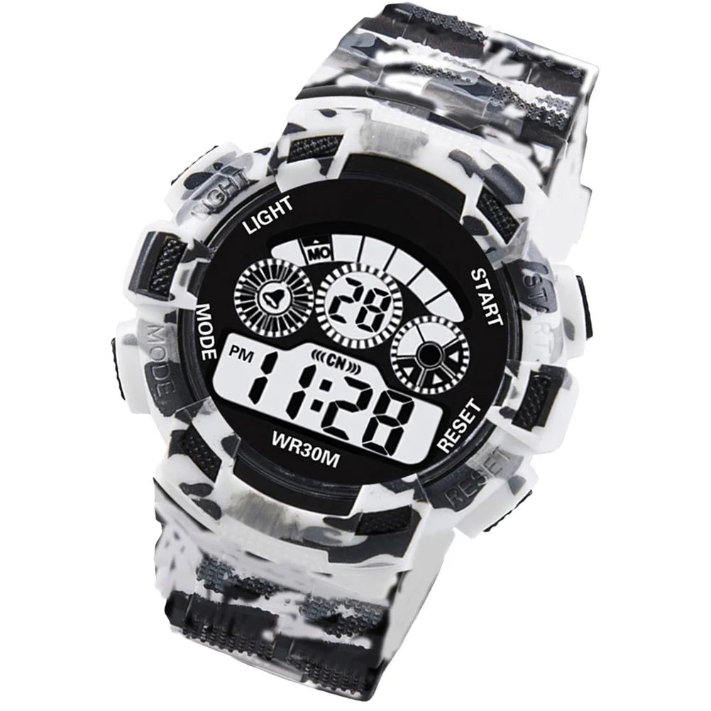 

Student Children Electronic Watch Light Grey Waterproof Sports Digital Display Alarm Wristwatch Male Clock LED Backlight