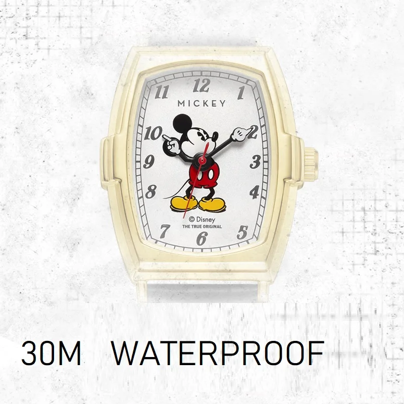 Disney For Unisex Watch Men Women Tonneau Dial Mickey Mouse Quartz Wristwatch Luminous Waterproof Boy Girl Student Cartoon Clock