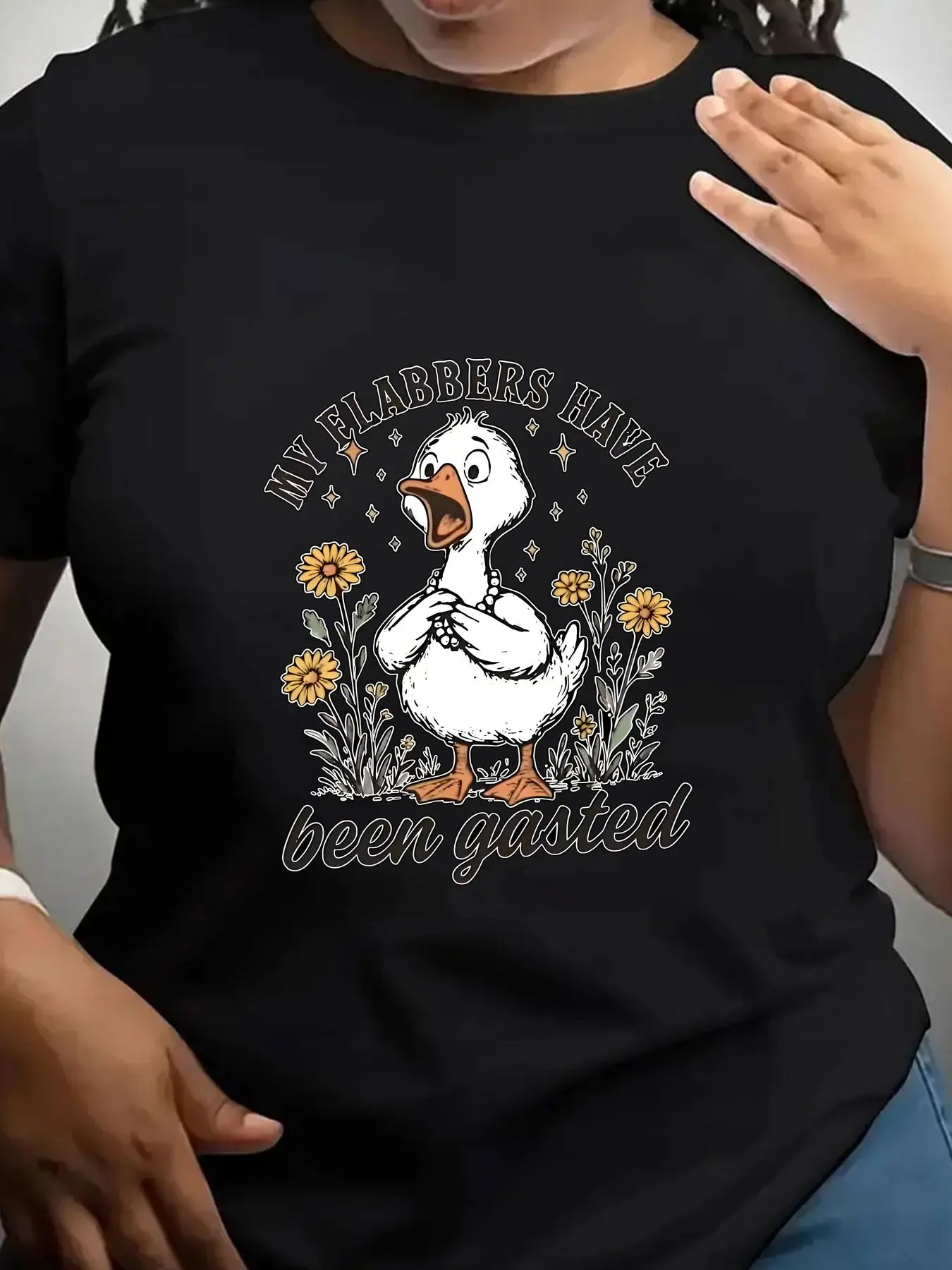 Women's Trendy Crew Neck T-Shirt My Flabbers Have Been Gasted Suitable for Casual Sportswear