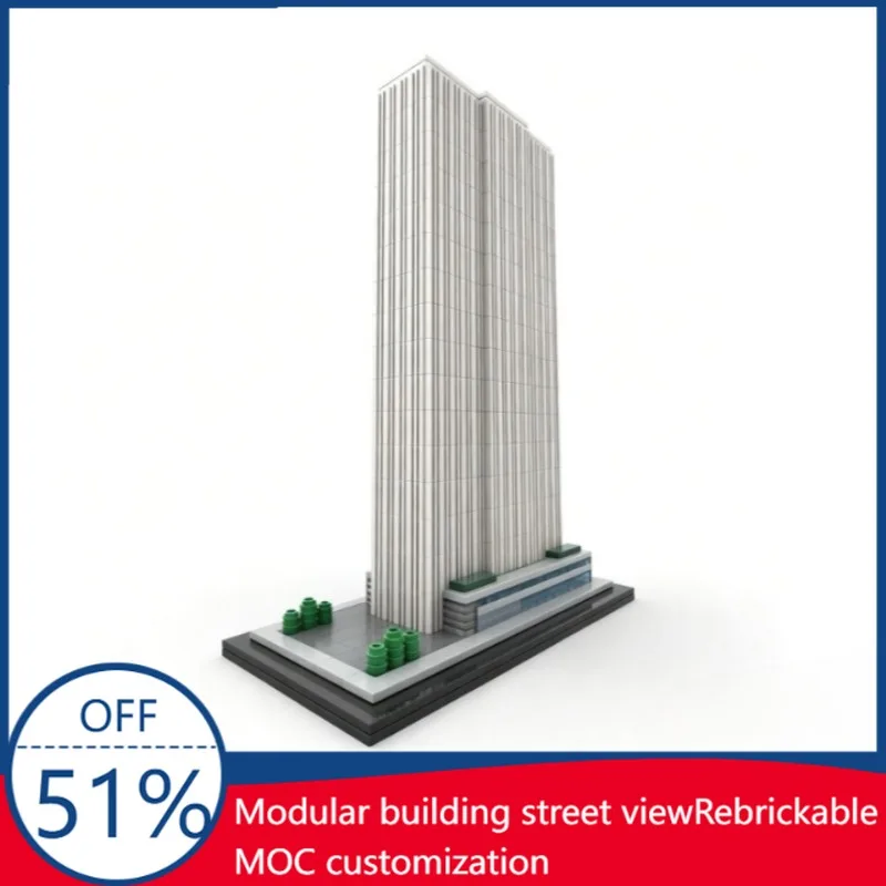 1017 Pcs General Motors Building 1:800 Scale Manhattan Custom Building Blocks Modern Skyscraper Model Educational Assembly Toys