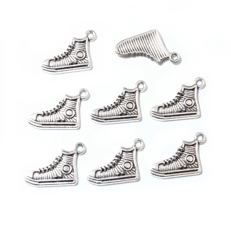 50pcs 12x17mm Antique Silver Plated Shoes Charms Pendant Cute DIY Jewelry Making Accessories Findings For Necklace Bracelet