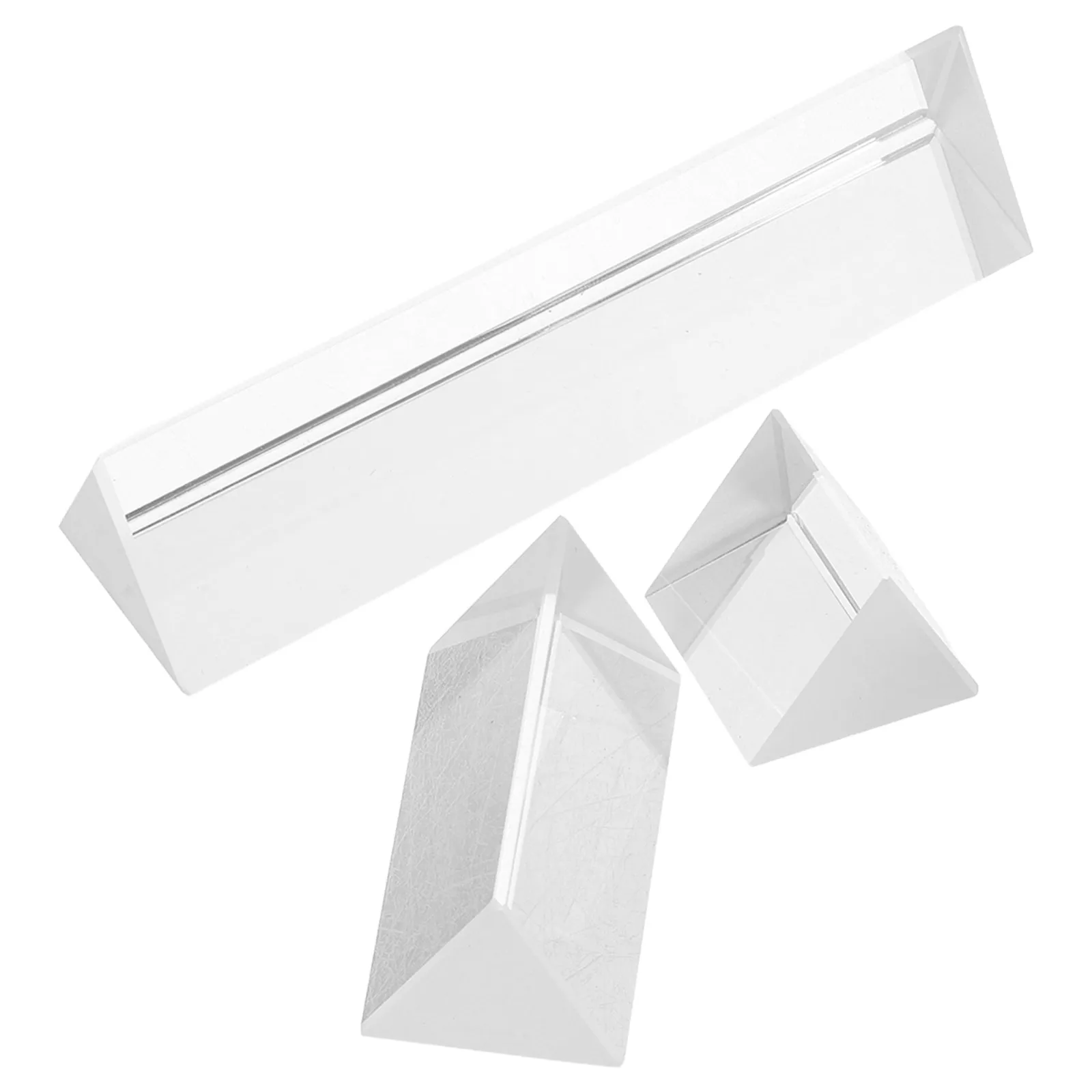 3Pcs Optical Teaching Prisms Crystal Triangular Prism Set for Photography Physics Experiment Clear Glass Refraction Optical