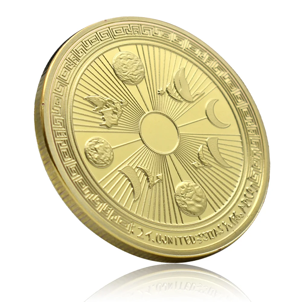 8 أبريل 2024 Total Soar Eclipse Challenge عملة معدنية مطلية بالذهب مجموعة ميدالية تذكارية هدية العيد #5