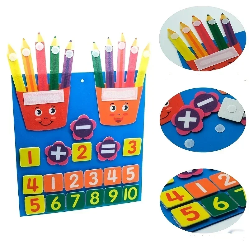 Jouets en forme de crayon pour enfants, 2 pièces, chiffres de doigts en feutre, jouet mathématique pour enfants, comptage, apprentissage précoce pour les enfants, développement des cadeaux de noël