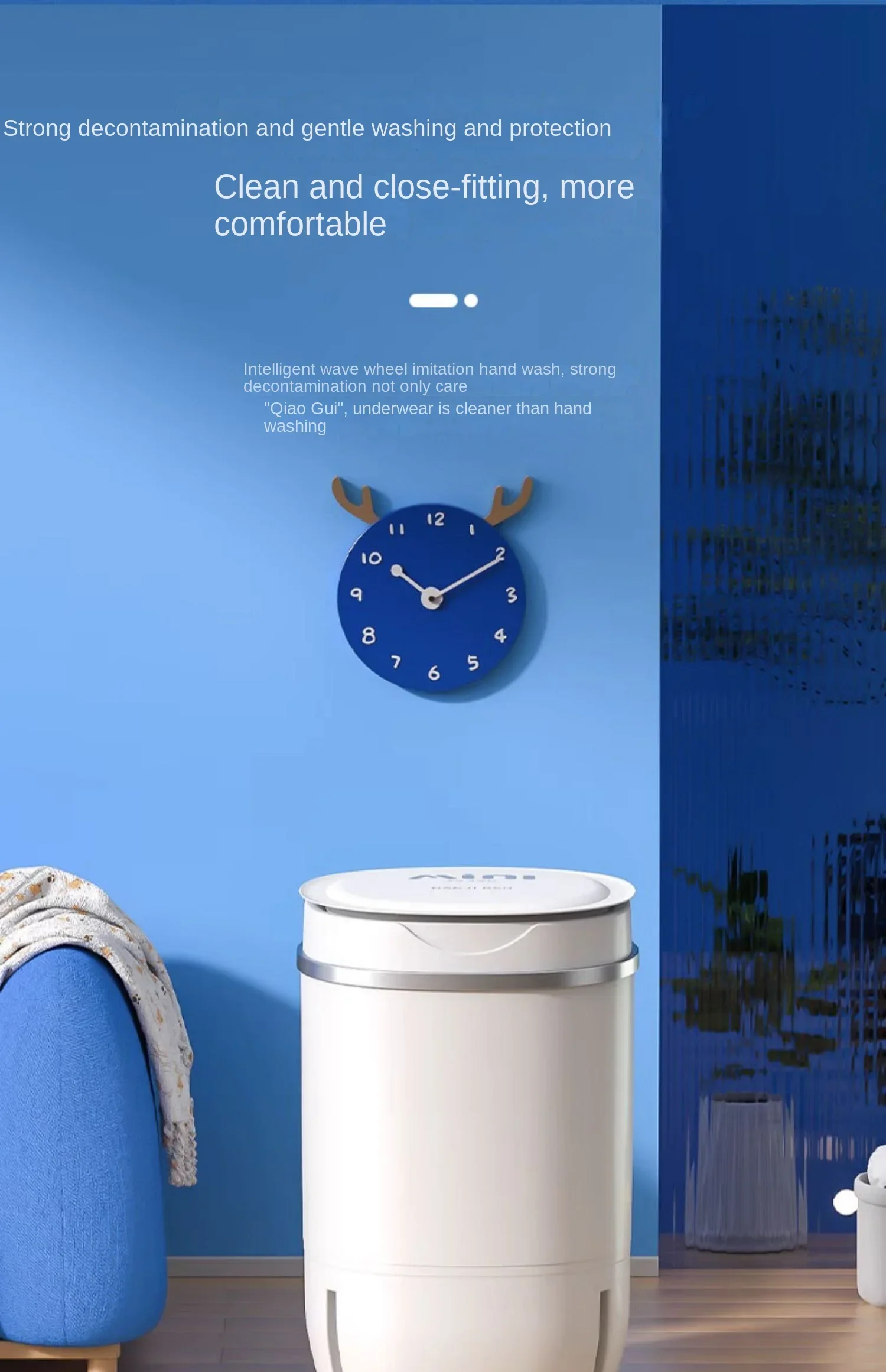 غسالة صغيرة للملابس الداخلية وملابس الأطفال ، مدمجة وخفيفة الوزن ، تصميم نصف أوتوماتيكي ، مثالية