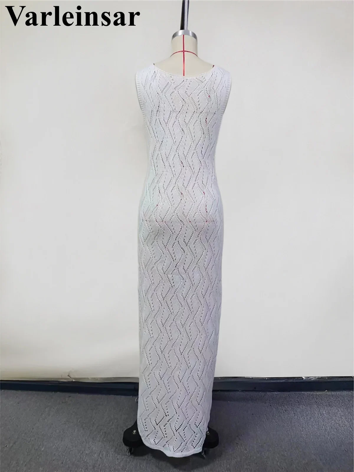 O Neck Hollow Out Sleeveless Crochet Knitted Tunic Beach Cover Up Cover-ups Beach Dress Beach Wear Beachwear Female Women V6090