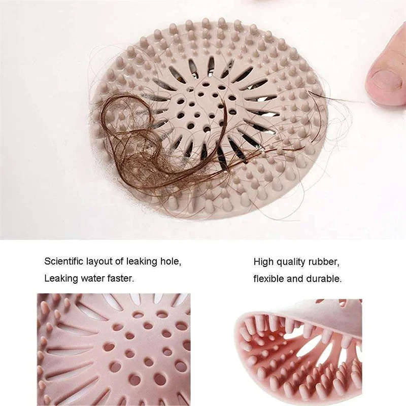 Hair Catcher Shower Drain Durable Silicone Hair Stopper Shower Drain Cover Hair Trap Easy to Install and Clean Suit for Bathroom