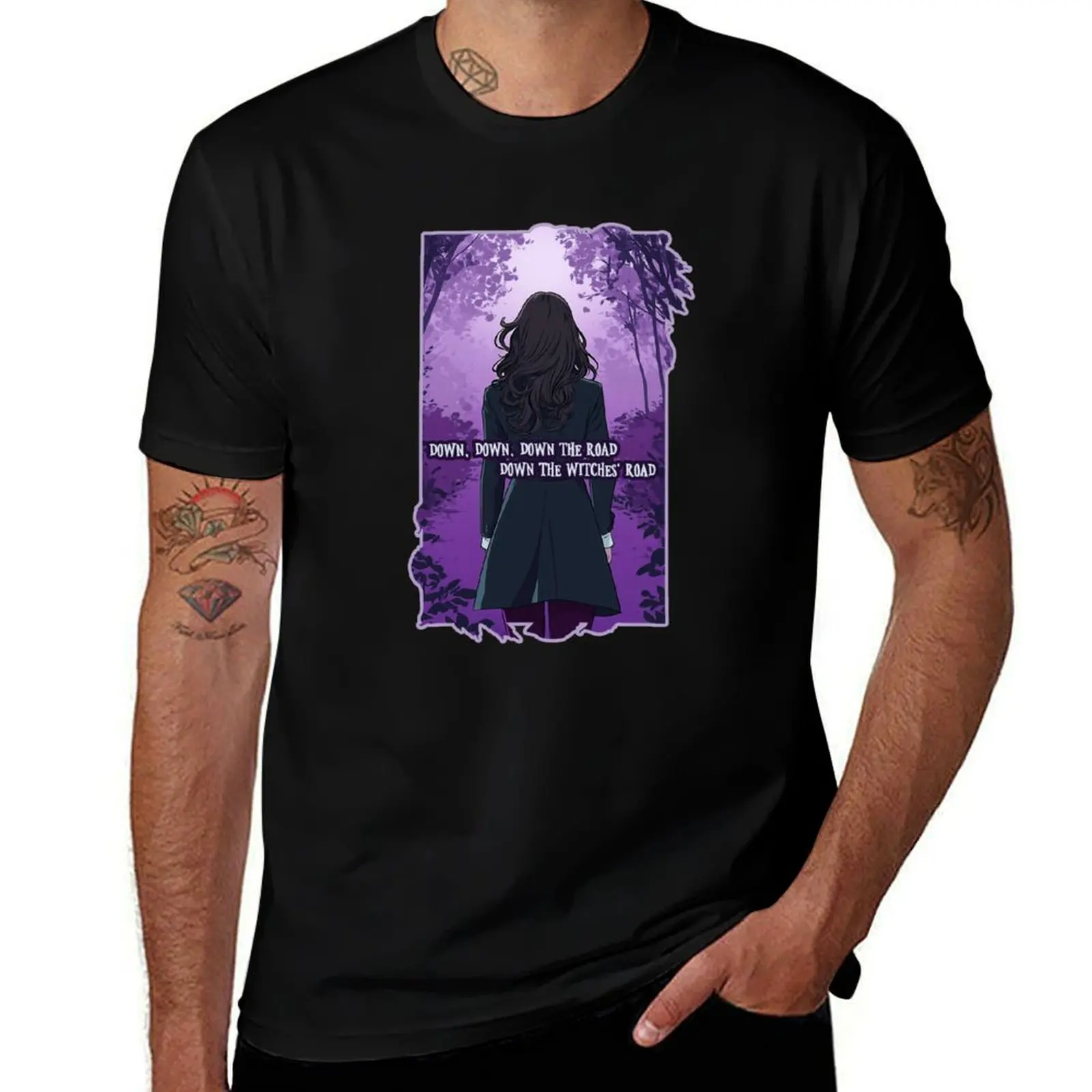 

Agatha All Along - Down the Witches' Road - Portrait Woods T-Shirt No Iron Casual Short Sleeve Top