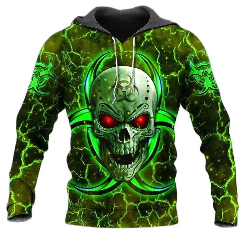 Trend Skull Pattern Printing Men Autumn Winter Loose Hoodie Comfortable Trending Products Hooded Sweatshirts y2k Hoodie Clothes