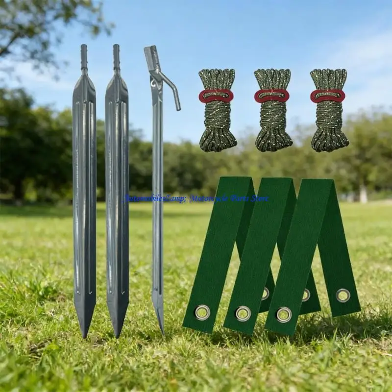 

H7BD Stakes Supports with Strap for Anchoring Newly Planted Trees Against Bad Weather