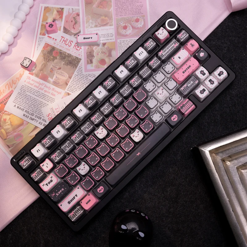 New Lace Cat Keycaps Set 131 Keys PBT Custom Dye-Sublimation Mao Profile Key Cap For MX Swithes Mechanical Keyboards