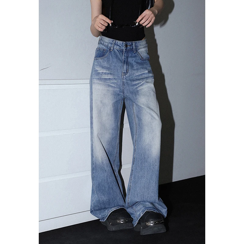 

Y2K Wide Leg Punk Baggy Blue Denim Trouser Summer Women's Casual Jeans Aesthetic Emo Loose Washed Pants