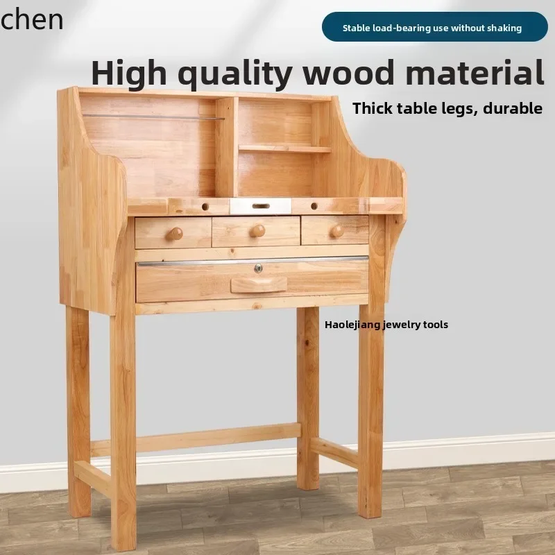 ZML Gold and Silver Jewelry Processing Workbench Processing Table Jewelry Goldsmithing Solid Wood Table Mold Holding Table