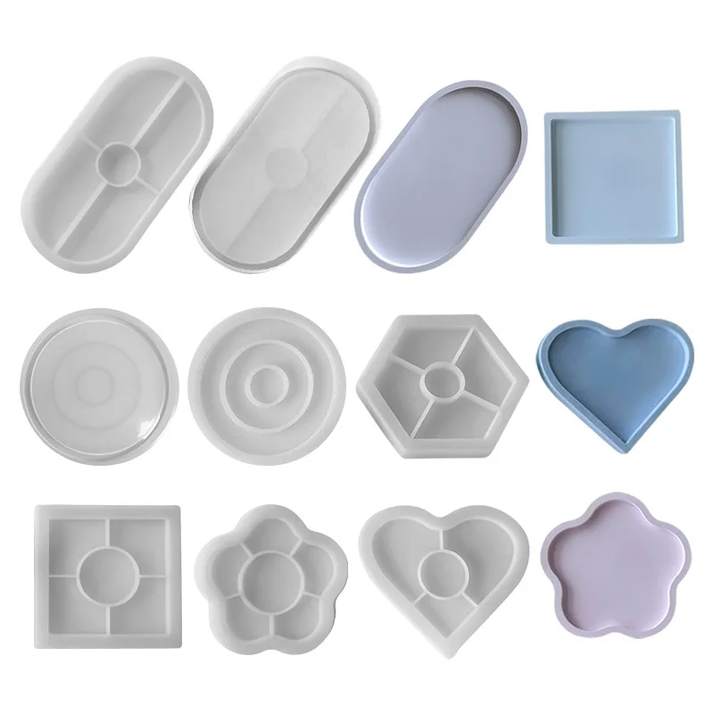 Moules en silicone pour sous-verre, 11 types, résine, compte tenu de l'artisanat de bricolage, moules pour boîte à bijoux, pot de fleur, tasse, bol en béton, polymères