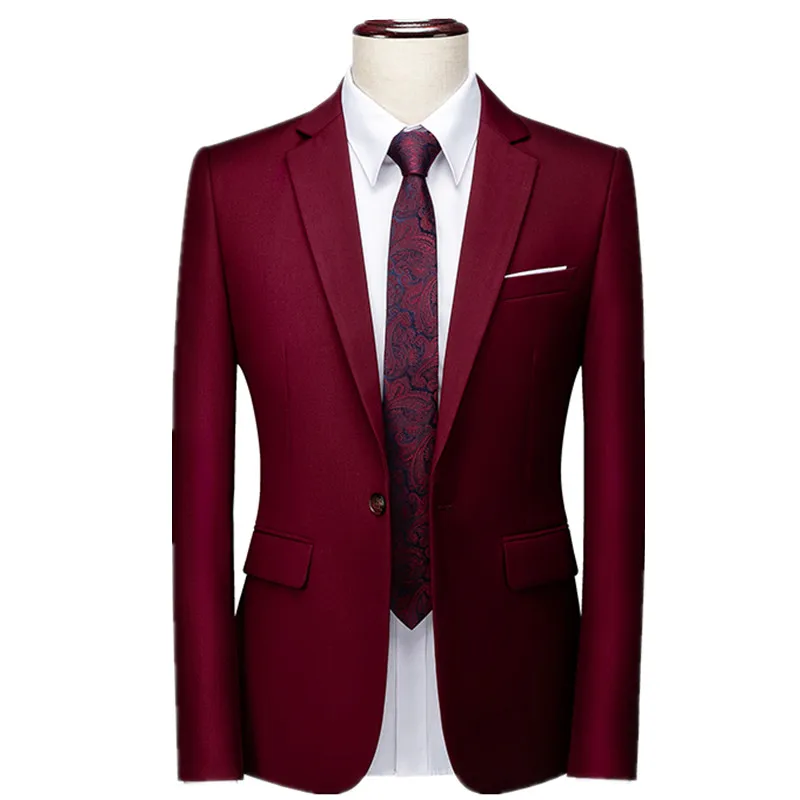 Men's Blue Long-sleeved Suit Jacket, Slim-fit Blazer for Business/Office/Weddings/Parties, Purple, Gray,Green,Red,Orange,Yellow.
