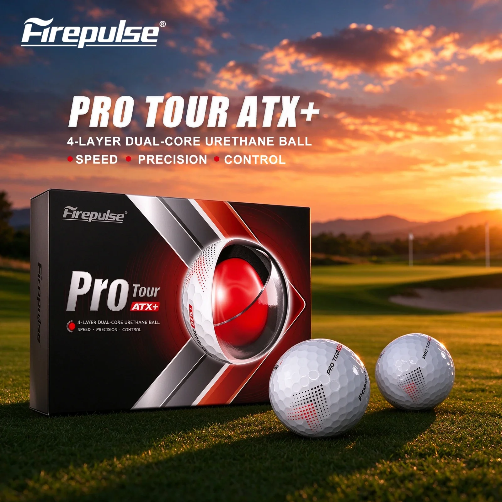 Firepulse 12 Pcs Pro PU Golf Balls 4-layer Dual-Core Tournament Performance Soft Feel Long Distance for High Swing Speed Golfers