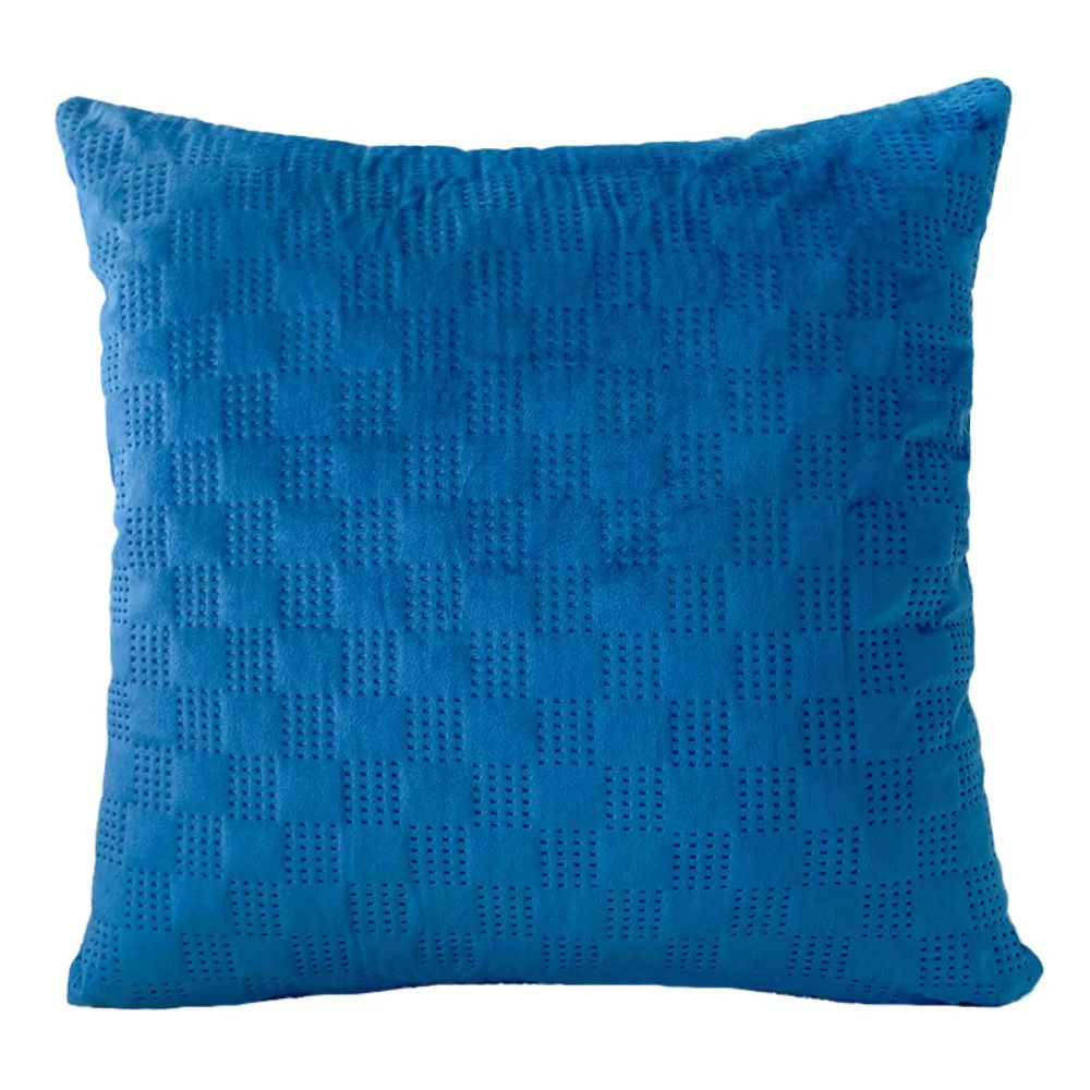 CIFBUY Mall Nordic Punching Process Checkered Velvet Cushion Cover 45x45cm Solid Color Decorative Throw Pillow Case for Sofa view 4