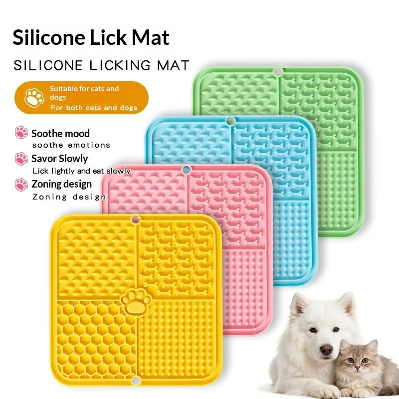 Leckmatte aus lebensmittelechtem Silikon für Haustiere, Slow-Feeder-Pad mit starkem Saugnapf, Anti-Schluck-Futterschale für Hunde, Katzen und Leckerlis – Detail 2
