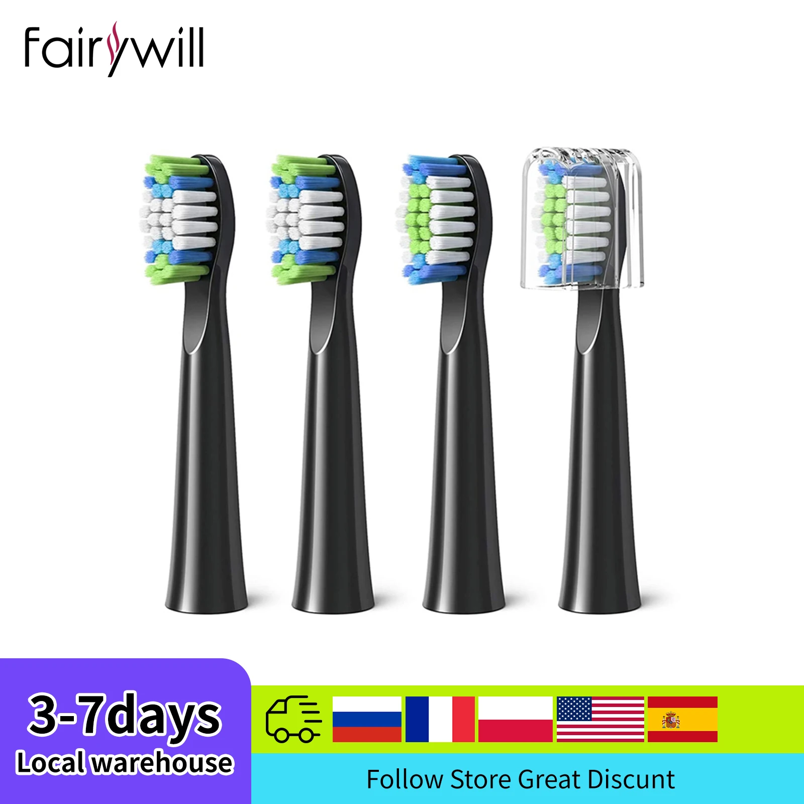 Fairywill Sonic Electric Toothbrushes Interdental Brush Replacement Heads Toothbrush Heads Sets Heads for E11 E10 E6 D7S