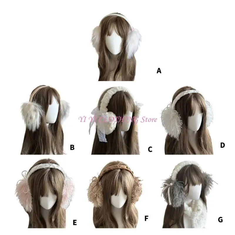 N5KF Furry Long Plush Ear Muffs Cold Weather Ear Covers Winter Activity Ear Protector