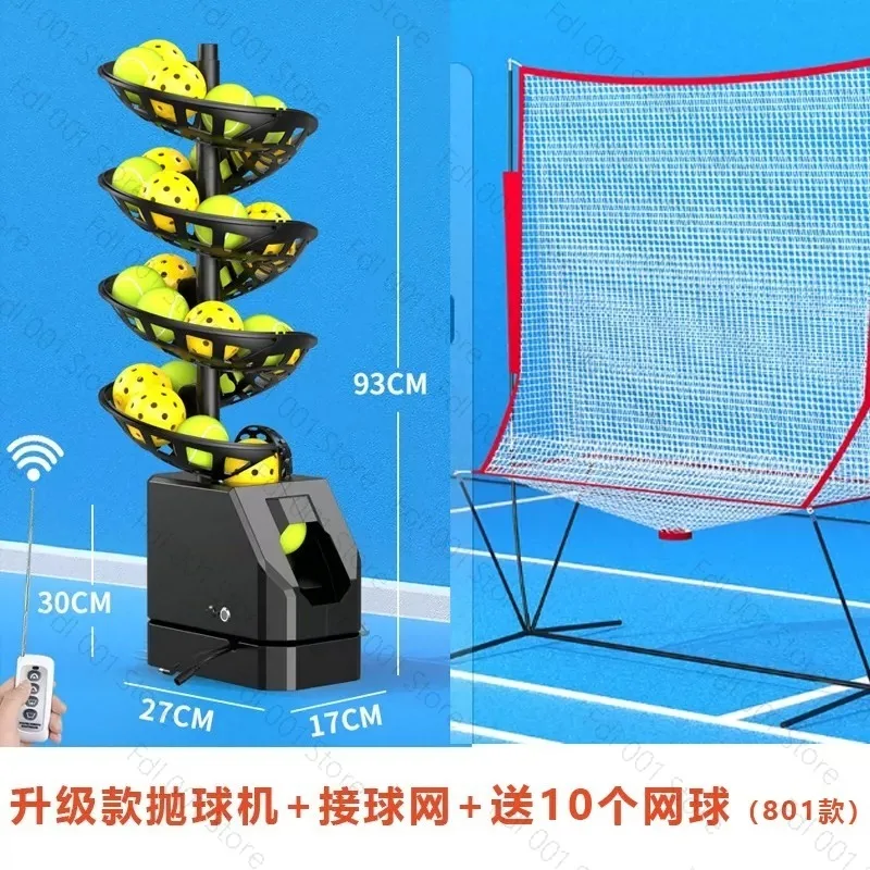 for Tennis pickleball single practice ball machine with catch net exerciser portable coach assist self-service ball toss machine