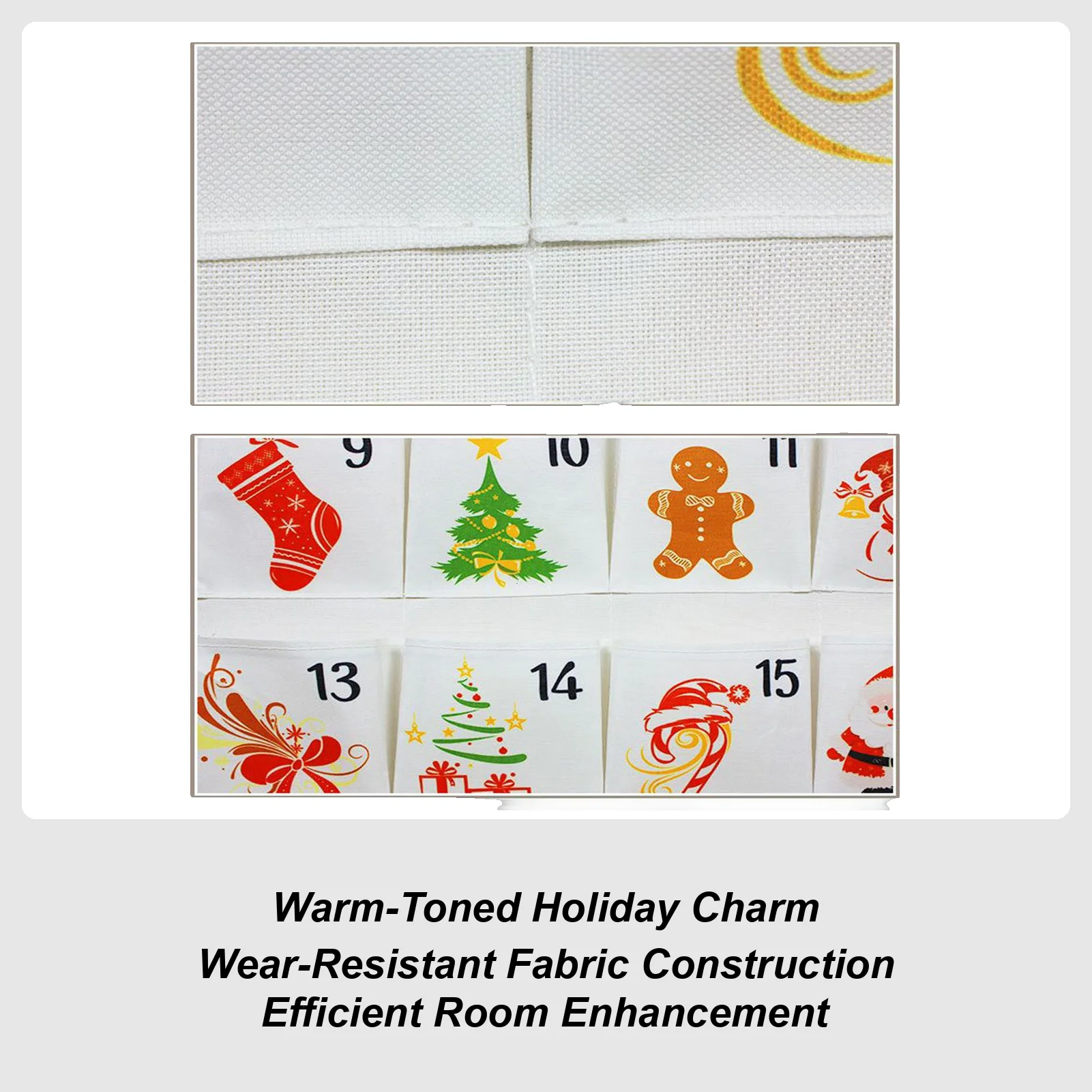 

Calendar Advent with Pockets 24 Day Christmas Storage Bag Hangable Fabric Calendar for Living Room Bedroom Nursery