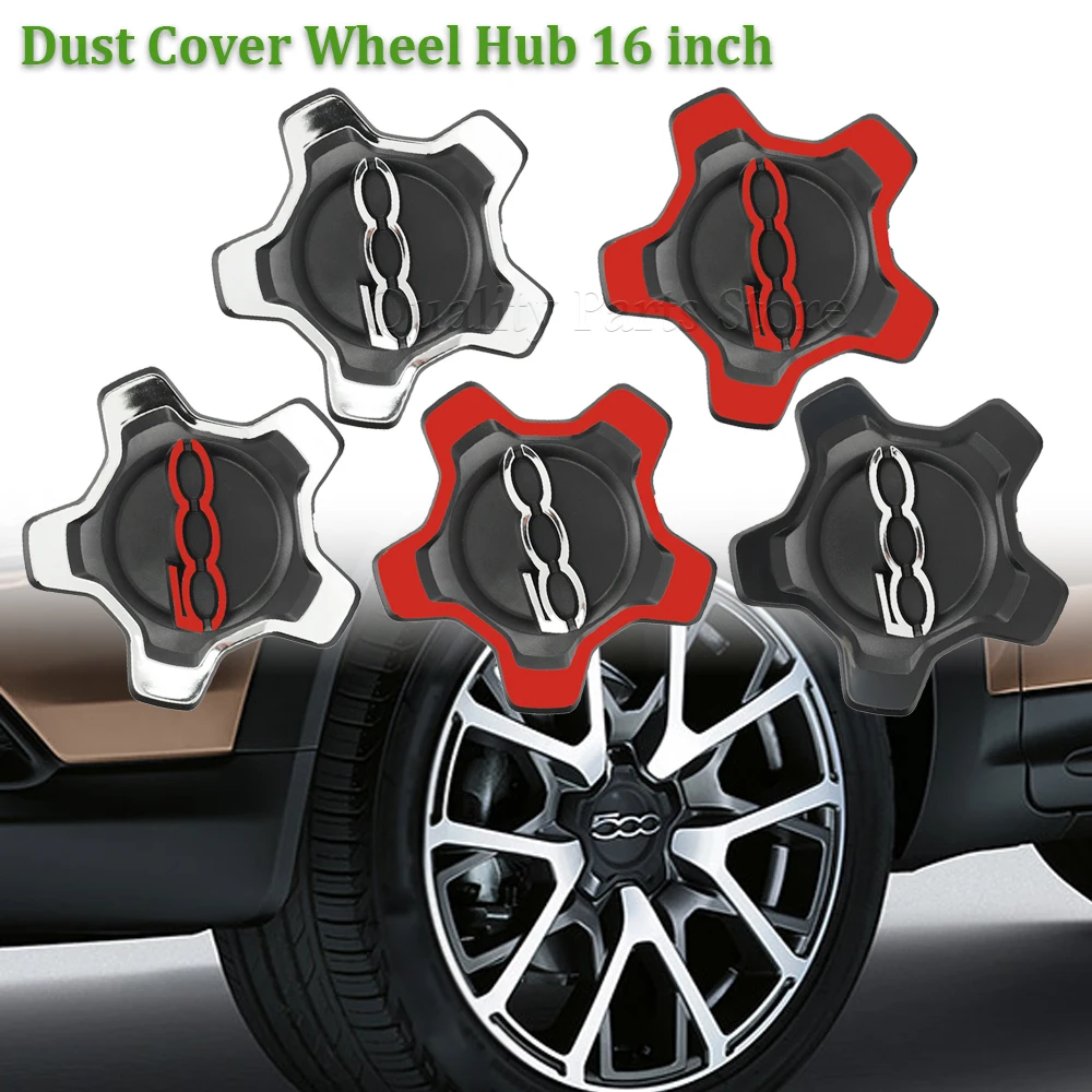 1pc Wheels Centre Hub Caps Set Dust Cover Wheel Hub 16 inch New For Fiat 500x Silver/Red Hubcap Cupping 735626312 735626311