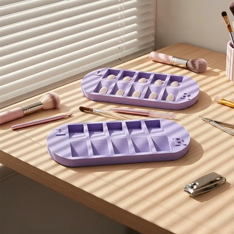 Reusable LR Mark 8 Grids Nail Tip Storage Tray Anti-scratch False Nail Organizer for Salon Home Nail Art