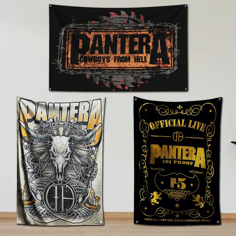 2024 Panteras Band Flag Polyester Digital Printing Banner for Garage Wall Art Out Door Decoration