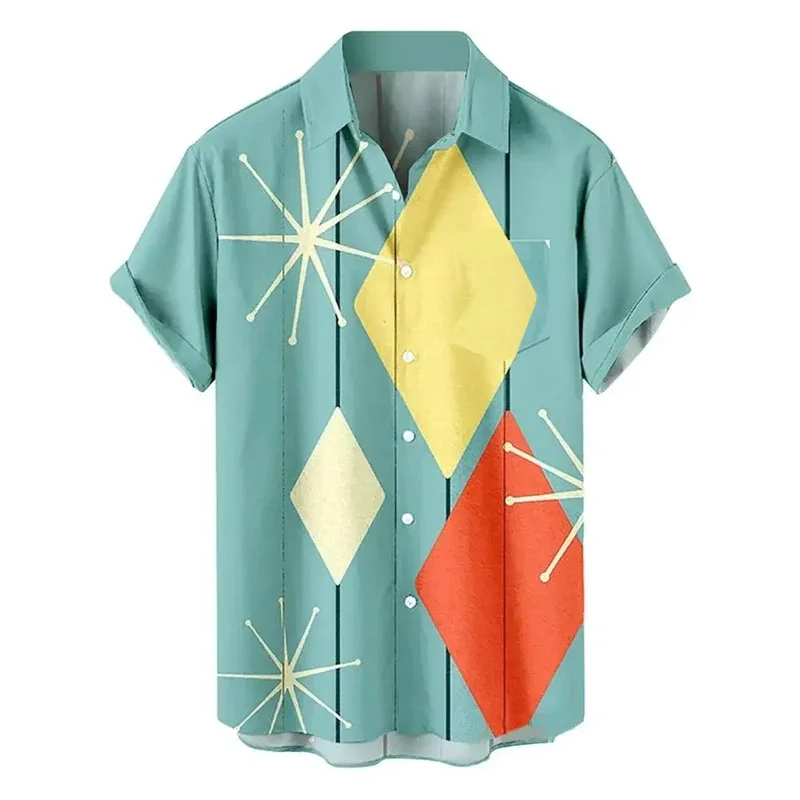 Men Black Cat Printed Casual Short Sleeve Shirts Adult Button Down Summer Beach Hawaiian Shirt Men's Fashion Clothing Top view 6