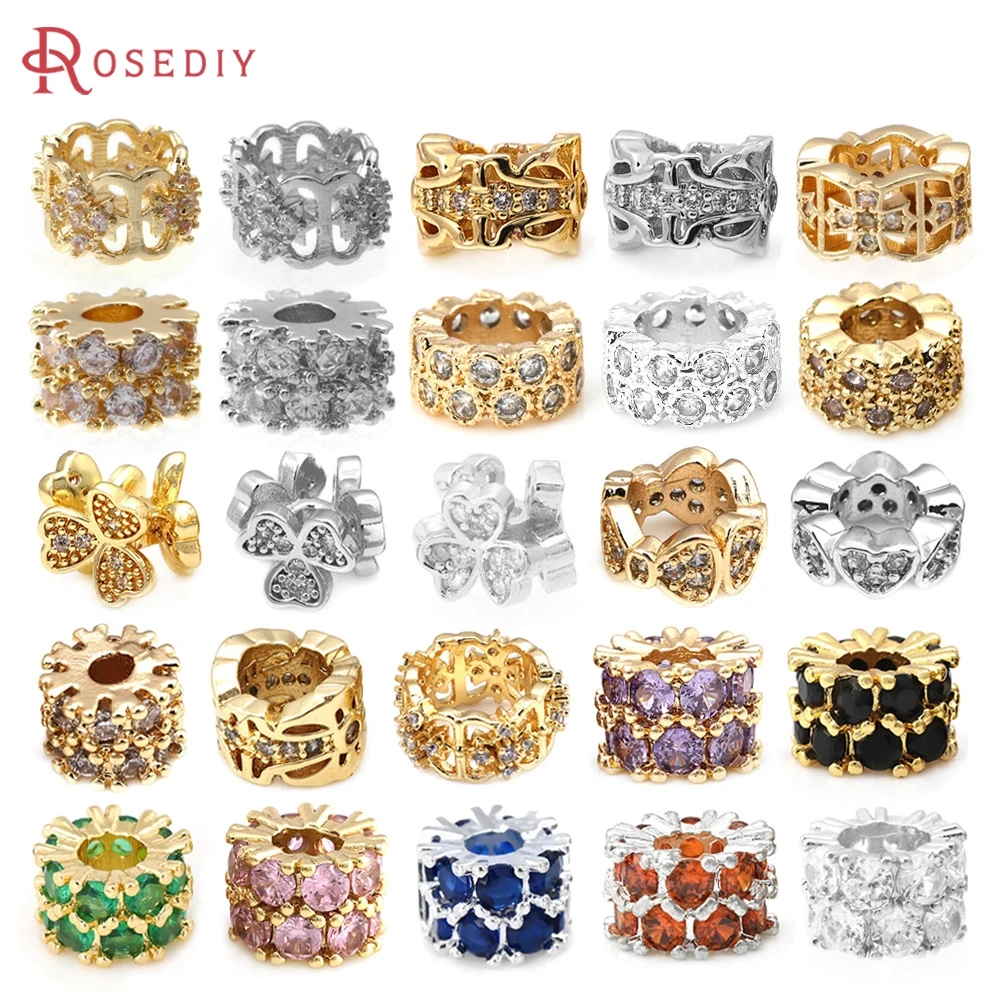 18K Gold Farbe Messing und Zirkon Blume Spacer Perlen Armband Perlen Hohe Qualität Diy Schmuck Machen Liefert Halskette Ohrringe