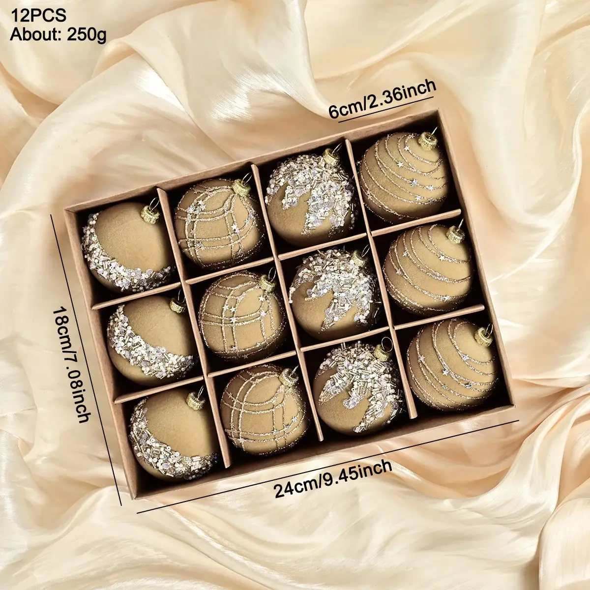 Nuovo ornamento di palla di Natale floccato Palline di Natale in plastica Albero di Natale Ciondolo appeso Regalo di Capodanno Decorazioni natalizie da 6 cm