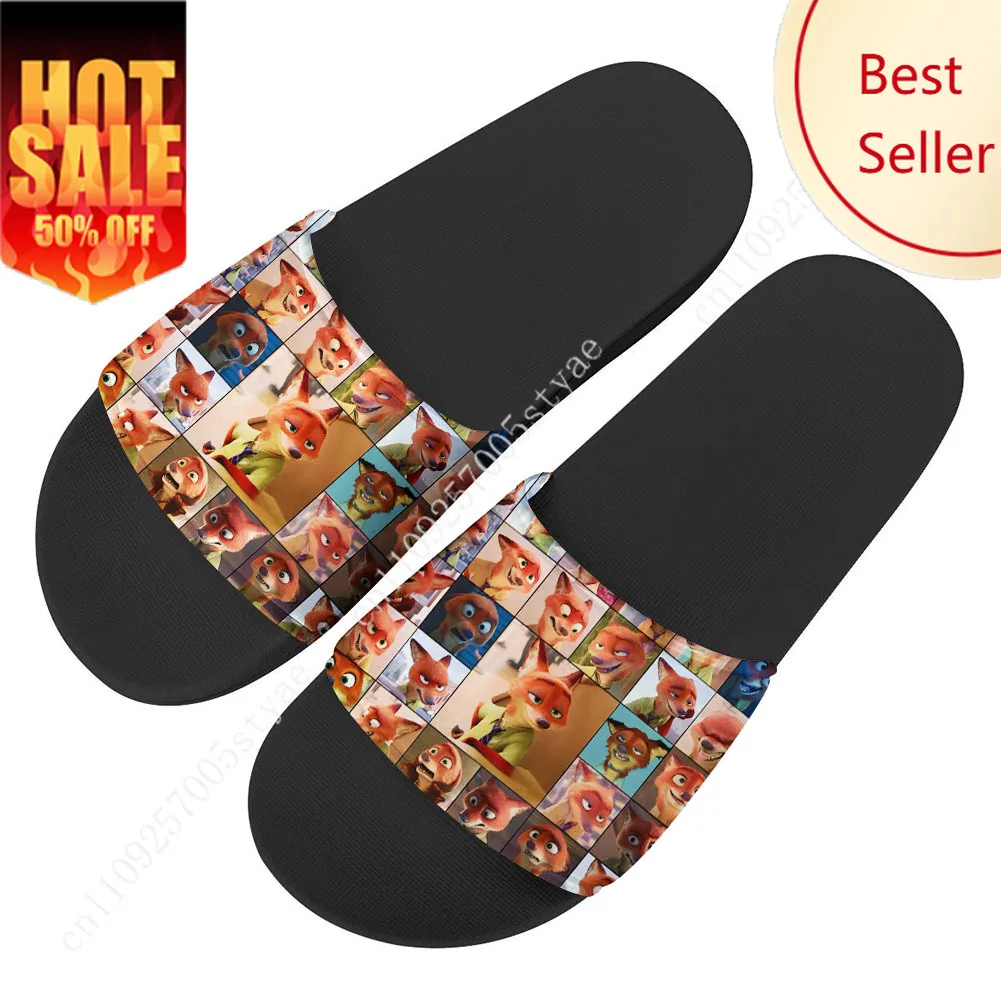 Nick Wilde House Slippers Disney Cartoon Zootopia Movies Sandals Design Your Picture Text Logo Festival Gifts Custom Shoes