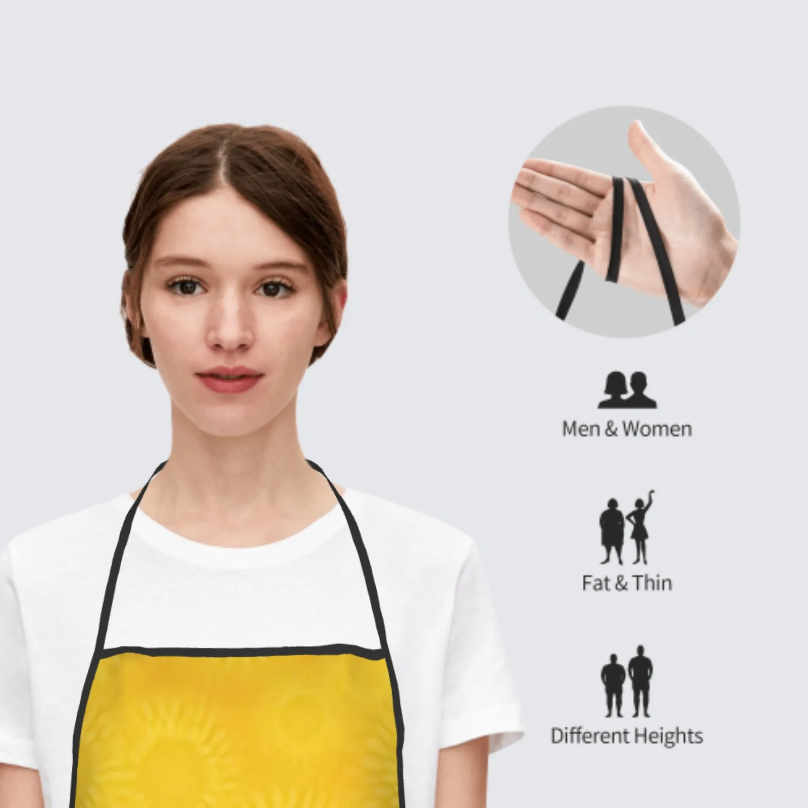 Summer Polyester locking hem Apron Home Cooking Baking Kitchen Yellow Sunflower Apron Yellow Sunflower