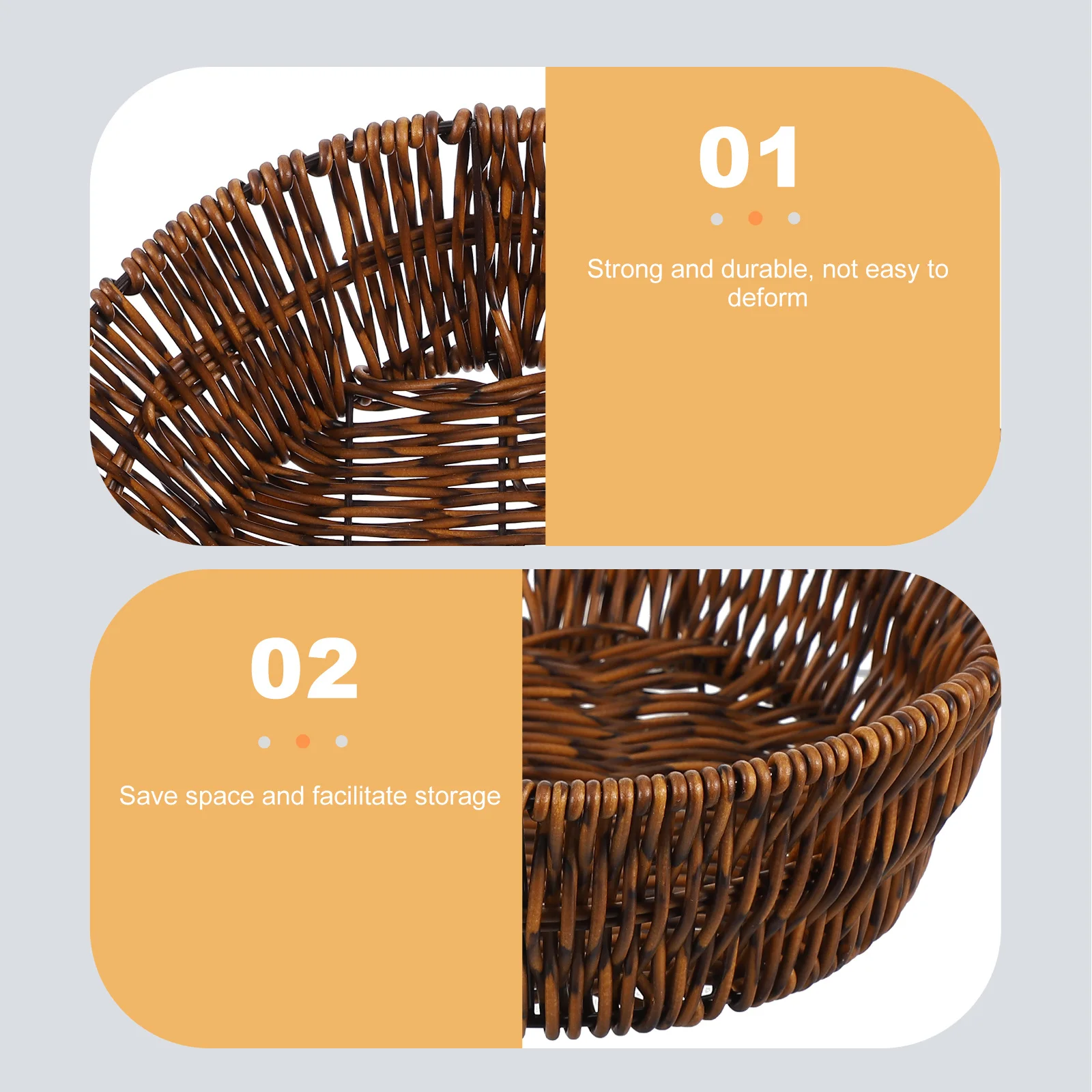 Woven Storage Basket Round Shape Natural Style Food Storage Basket Snack Fruit Vegetable Multifuntional Organizer