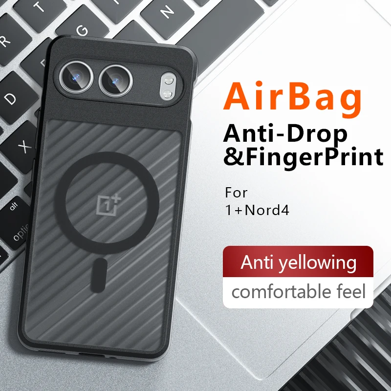 For Oneplus Nord 4 Case Luxury Armor Frosted Magnetic Transparent Cover For One Plus Nord 4 Nord4 Shockproof Bumper Funda