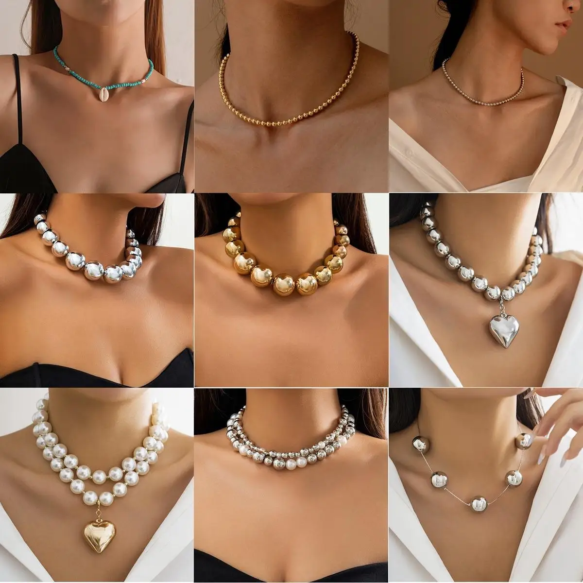 

Extrava Cyber Sle Multi-Layer round Bead Nelace Layering Cross-Border Jewelry Simple Personali Large Small Beads Ne...