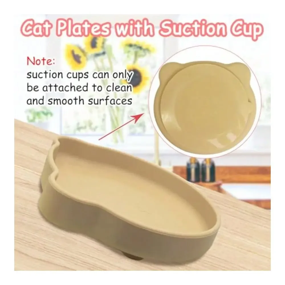 FurStarCat Food Bowls Set Of 3 With 2 Pack Suction Cup Cat Plates NonSlip Kitty Plates Relief Whisker Fatigue Puppy Feeding Bowl