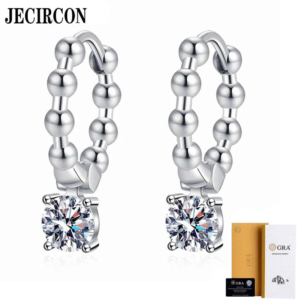 

JECIRCON-European and American Moissanite Drop Earrings for Women Simple French D Color 925 Sterling Silver Ear Pendants 0.5ct