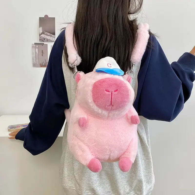 Sac à dos en peluche Capybara pour femme, sac à bandoulière femme, sac polyvalent, sac à main de dessin animé, sac d'école étudiant, simulation douce, nouveau