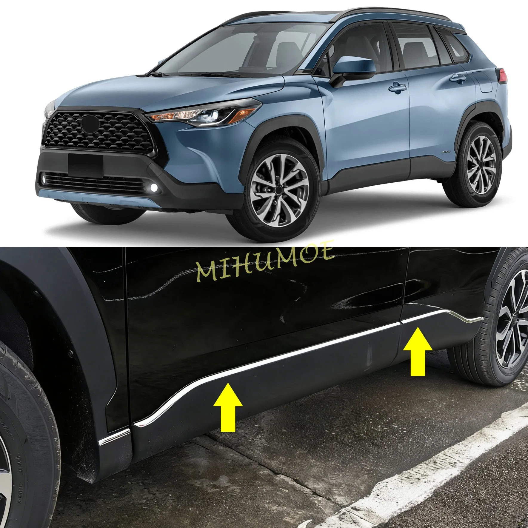 

Для Toyota Corolla Cross 2022-2026: Защитная накладка на боковую часть двери, молдинг, накладка-протектор, защита от царапин, автомобильный аксессуар