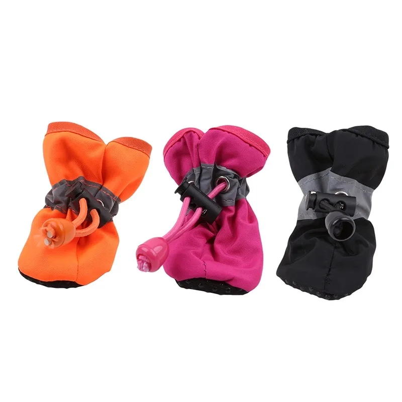 Waterproof Pet Dog Shoes Winter Warm Soft Thick Breathable Dog Boots Anti Slip Shoes For Small Dogs Pets 4Pcs