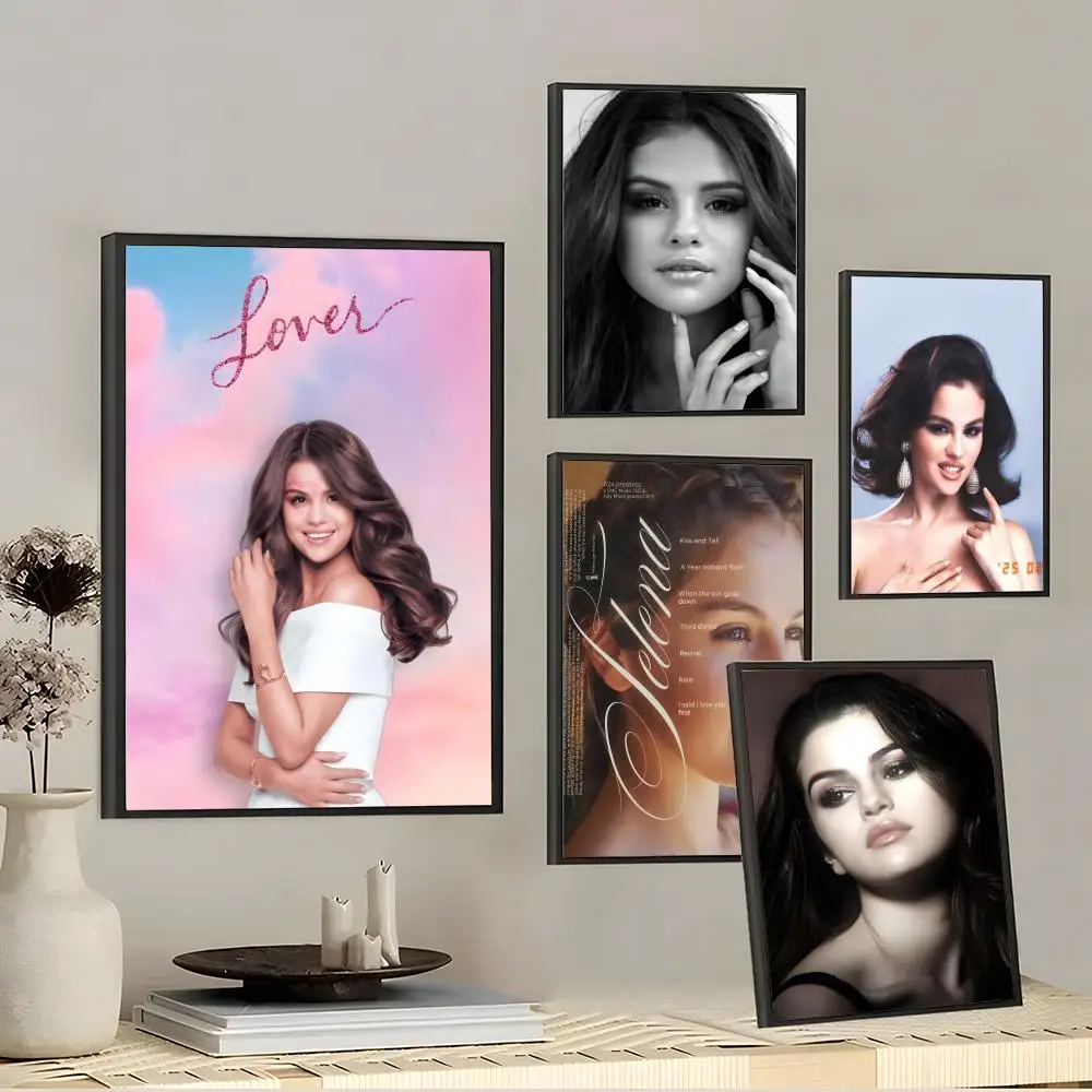 Singer S-Selena Gomez Poster Decorative Wall Art Stickers Mural Photo Print for Home Living Room Hallway Decor