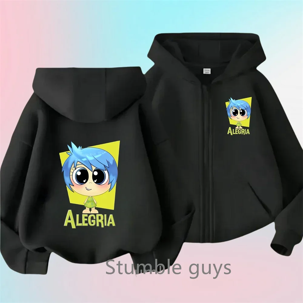 2025 Disney Inside Out 2 Zipper Hoodies Baby Girls Casual Tracksuit Sets Children Tops Long Pants Boys Autumn Kids Sportswear