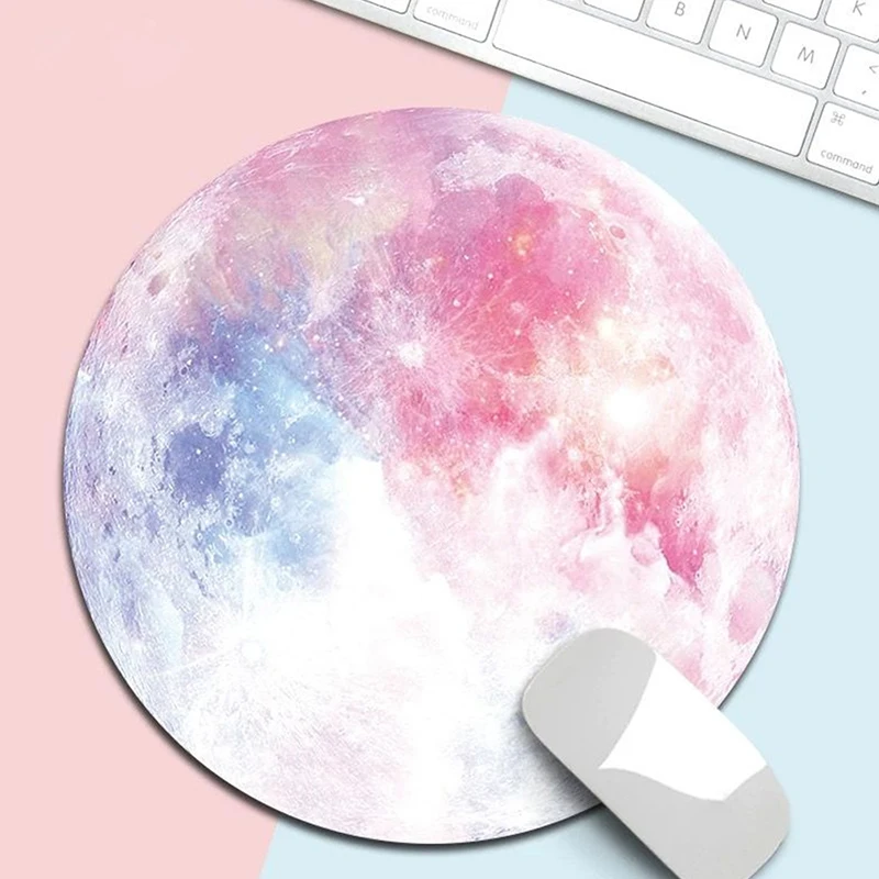 Kawaii Round Celestial Mouse Pad Soft Mat For Game Computer Cap Desk Mat Pads Non-Slip Rubbe PC Waterproof Office MousePad 22cm