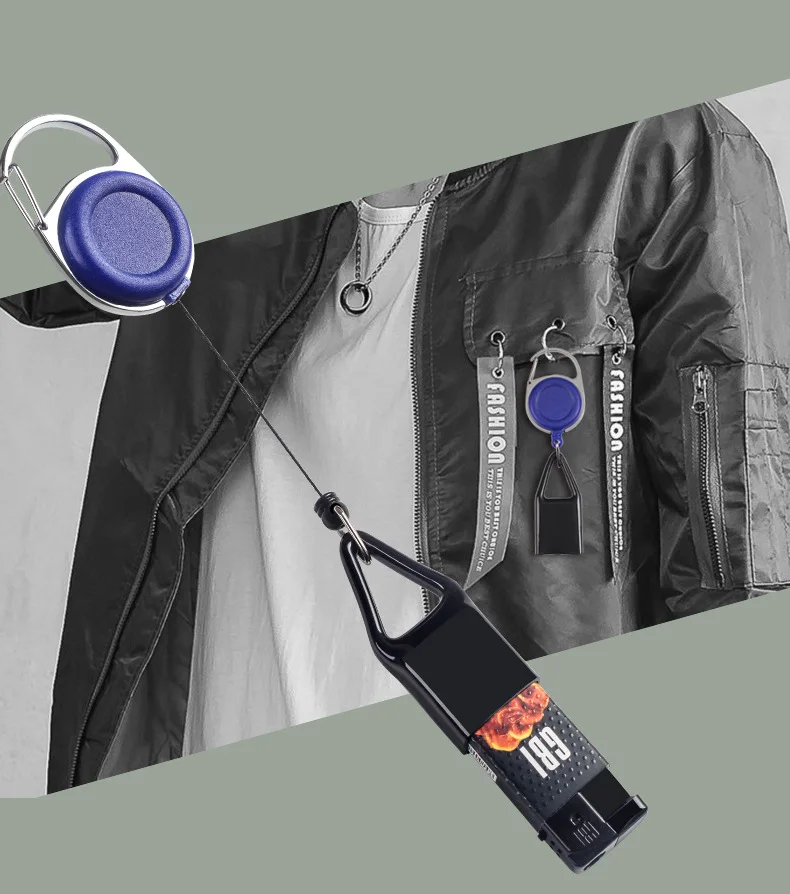 Silikon Feuerzeug Einziehbarer Schlüsselanhänger Schutzhülle Halter Leine Safe Stash Clip Cover Raucherzubehör – Detail 5