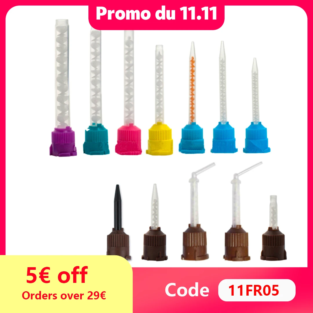 Embouts de mélange dentaire en caoutchouc de Silicone, 50/100 pièces, matériaux d'impression dentaire, Tube de mélange, Tubes de couleur pour laboratoire de prothèses dentaires