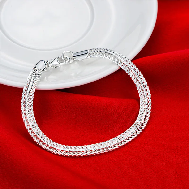 Hot Sale 925 Sterling Silver Bracelet Cute Chain Women Lady Men Noble Fashion Charm Jewelry Wedding Party 20cm