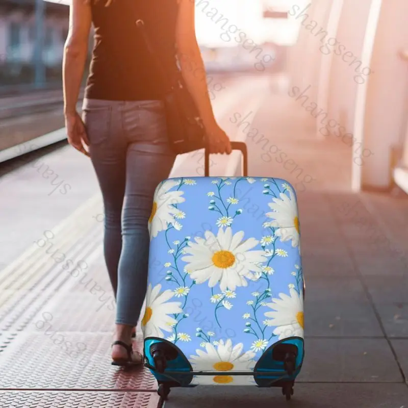 حقيبة واقية لحقيبة السفر على شكل زهرة الأقحوان، غطاء حقيبة، حماية مرنة، غطاء أمتعة قابل للغسل، 18-32 بوصة #6