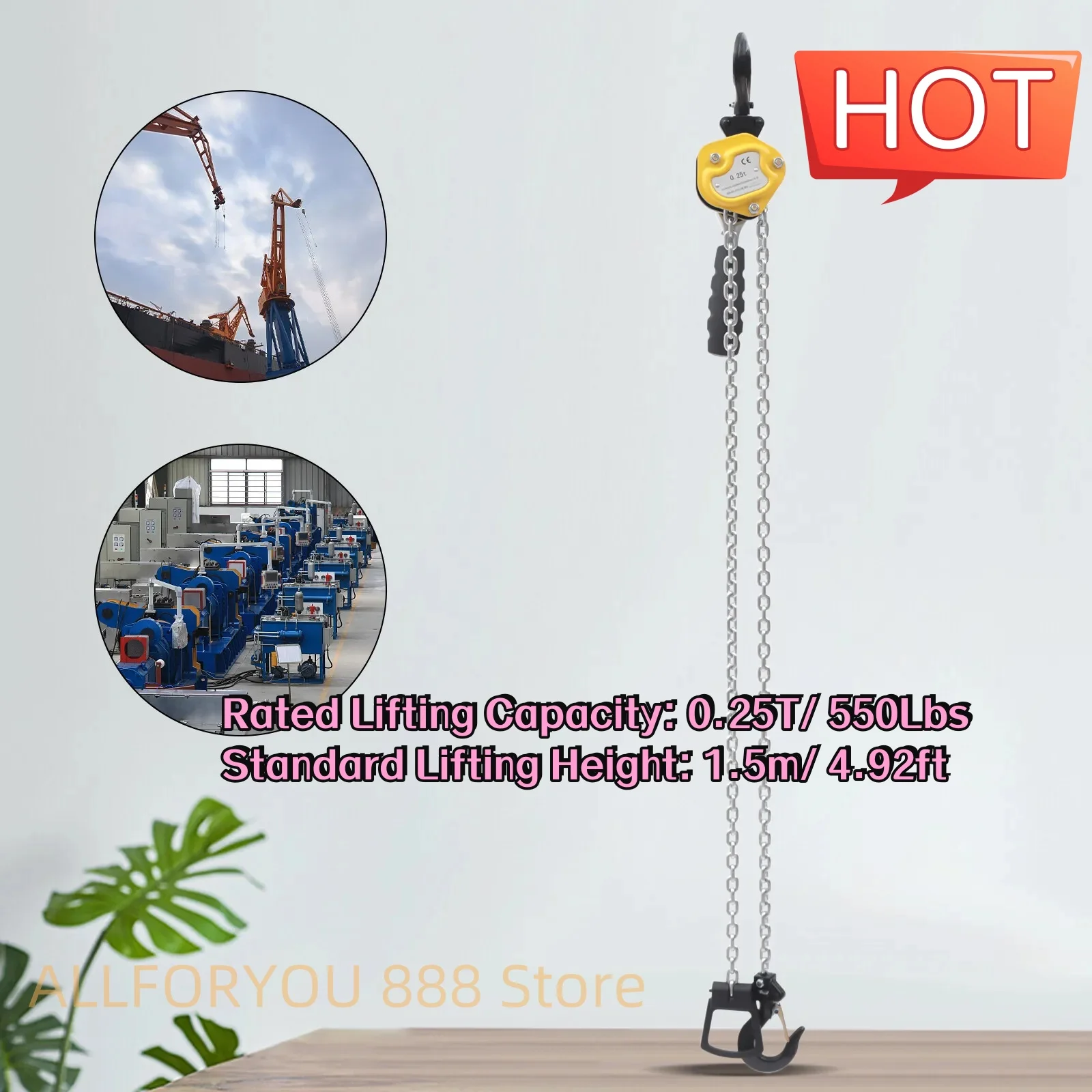 550LBS Mini Lever Block Chain Hoist Come Along Puller Ratchet With 1.5m/3m Chain Length